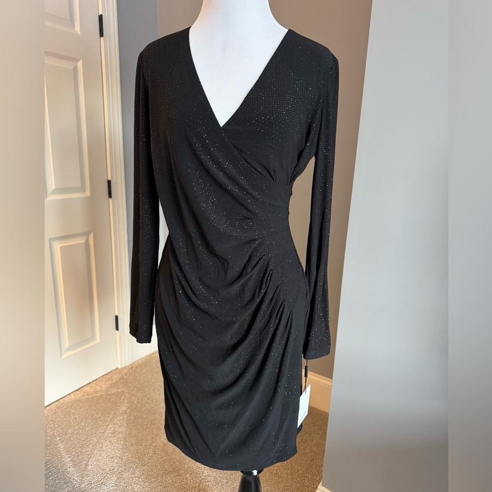 Calvin Klein Black Sparkle Long Sleeve Dress